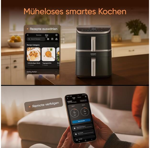 Cosori Turbo Tower Pro Smart Deep Fryer Black/silver (CAF-DC113S-ADE)
