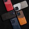 For iPhone 16 Pro Case PU Leather Card Slot Cloth Texture Hard PC Phone Cover