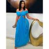 Sexy Dlouhé Plážové Šaty Dámské s Výřezy na Zádech Bez Zad Skládané A-Liniové Vestidos Letní Móda Elegantní Jednobarevné Šaty s Vysokým Pasem