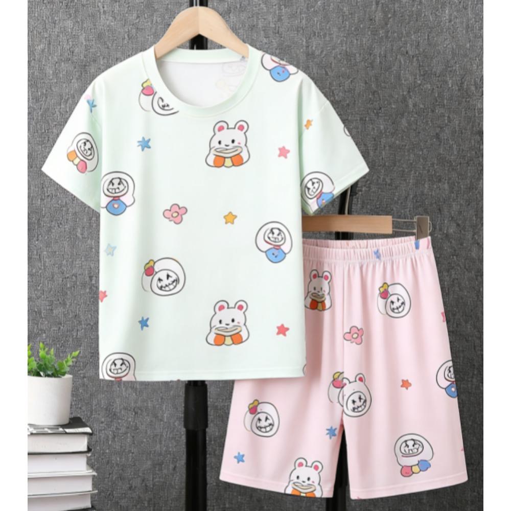 Letter Graffiti Printed Kids T-shirt and Shorts 2 Piece Set Summer Casual Outfit for Boys and Girls Kids Clothing