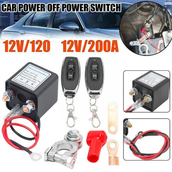 1 Set Wireless Remote Control Battery Relay Switch 30m Remote Engine Start Warm-Up/Cool-Down Anti-Theft Remote Battery Disconnect Switch for 12V Cars