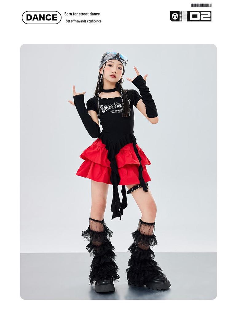 Girls' Trendy Hip Hop Jazz Dance Costume for Children's Performance