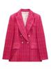 European and American women's clothing textured double-breasted blazer autumn and winter new fashion casual top
