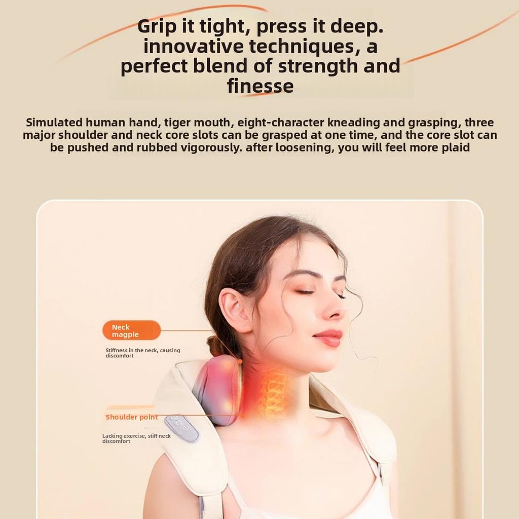 Upgraded Neck and Shoulder Massager, Trapezius Muscle Massage Machine with Heat Therapy, Portable Electric Cervical Massager for Home