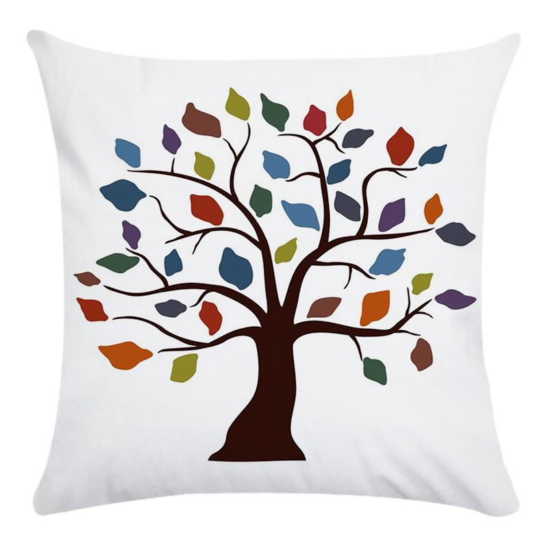 Creative Life Tree Pattern Digital Printing Short Plush Pillow Covers For Car Sofa Office Cushion Cover Home Goods