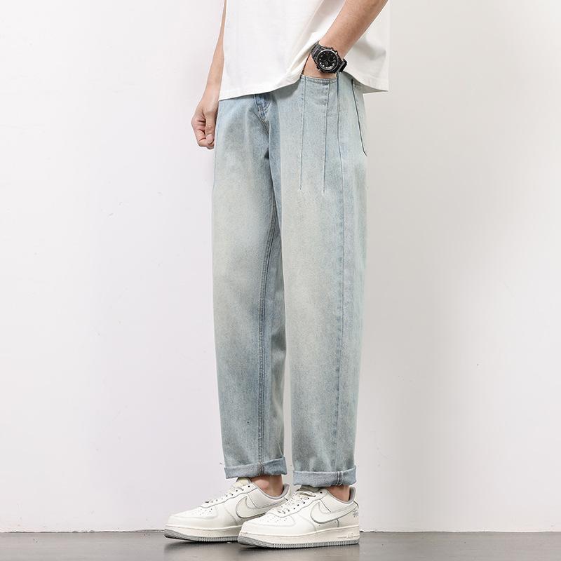 Neue Frühling- und Sommerjeans Trendige japanische lockere gerade Micro-Harlen-Hose