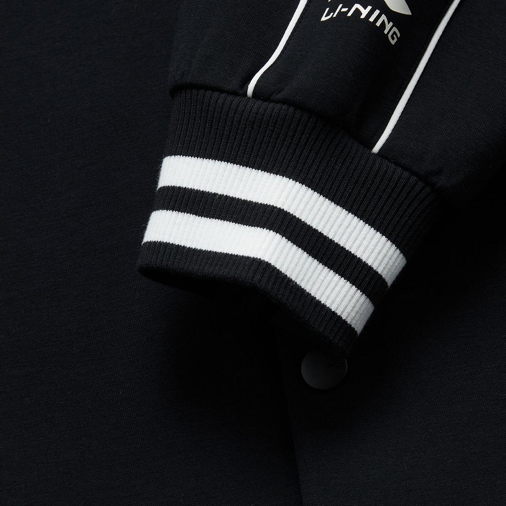 Li-Ning Loose Letter Cardigan Long Sleeve American Style Retro Casual Versatile Baseball Jacket Men Jacket Black AWDUF67-6