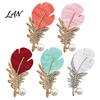 Alloy Feather Pin Faux Pearl Rhinestone Brooch, Decorative Lapel Clip Vintage Brooch for Women, Sweater Cardigan Coat Suit Jewelry Accessories