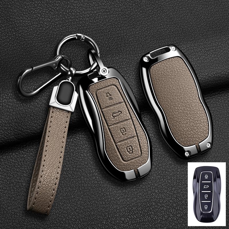 Interior Mouldings 4 Buttons Car Key Cover Case Shell For Ford EQUATOR JMC Plus 5 6 7 Sport EcoBoost Zinc Alloy Leather Protect
