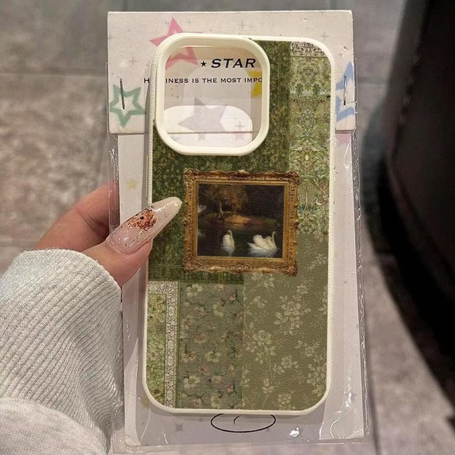 

TPU Material Pink Elegant Swan Floral Bow Pattern Phone Case For iPhone 17 16 15 14 13 12 11 Pro Max Plus Air XS X XR 16E Cover iPhone XR