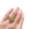 New Pink Ring With Micro Inlaid Pear Shaped Colored Jewelry Retro Exaggerated Zircon Female