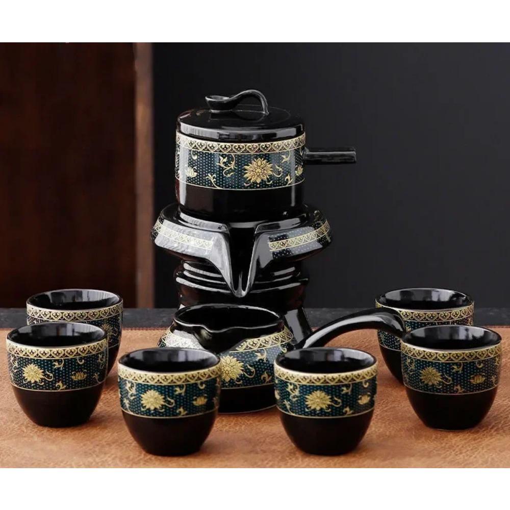 8-teiliges Set Halbautomatische Teesets Chinesisches Keramik-Teeset aus lila Ton Teetasse Das Kung-Fu-Teekannenset