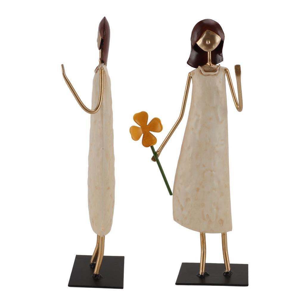Vintage Iron Art Figurine White Standing People Figurine Statues Metal Statue  Home Decor