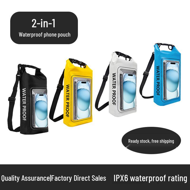 Dual-Function PVC Waterproof Phone Bag for Swimming and Diving, Touchscreen Compatible