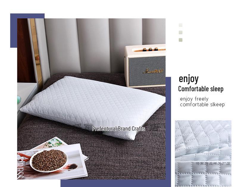 Pure Buckwheat Neck and Back Support Pillow with Soft Pillowcase for Home or Hotel Use.