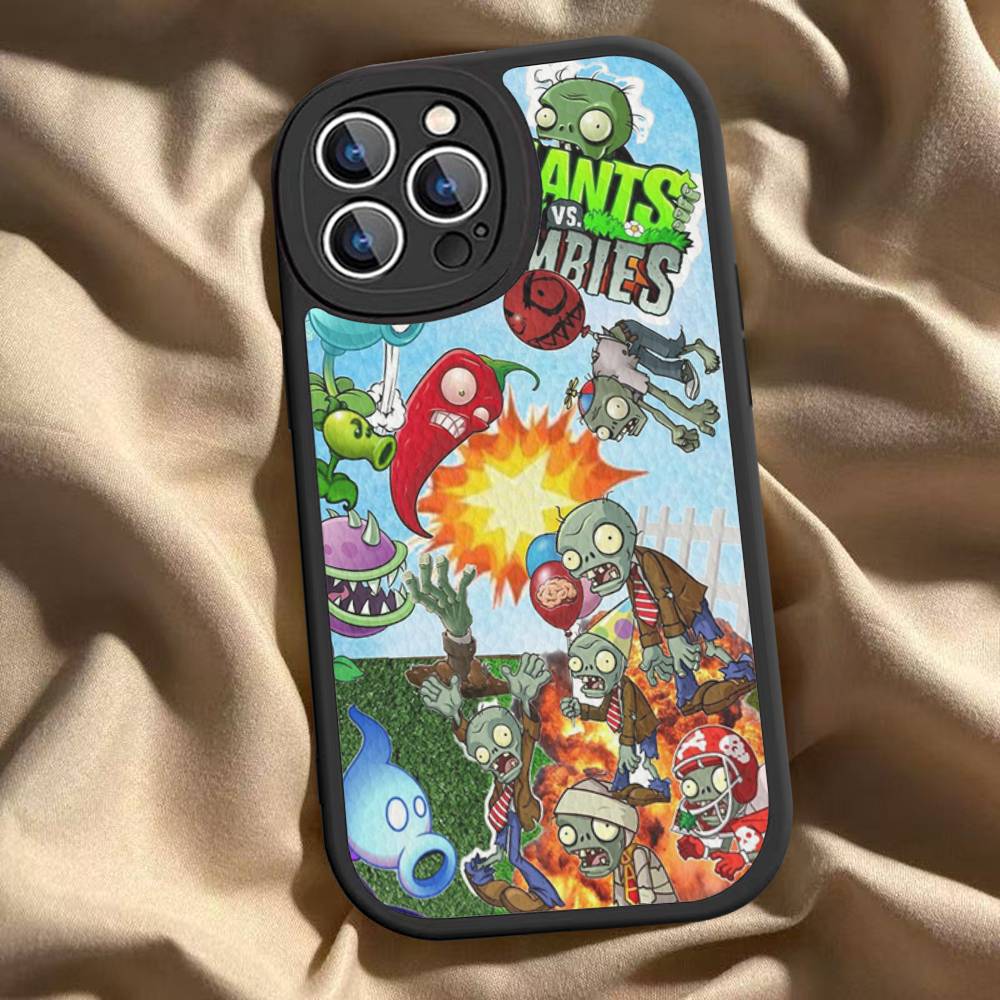 Game P-Plants Z-Zombies Phone Case For IPhone 16 15 14 13 Pro Max 11 12 Plus Leather Silicone Cover