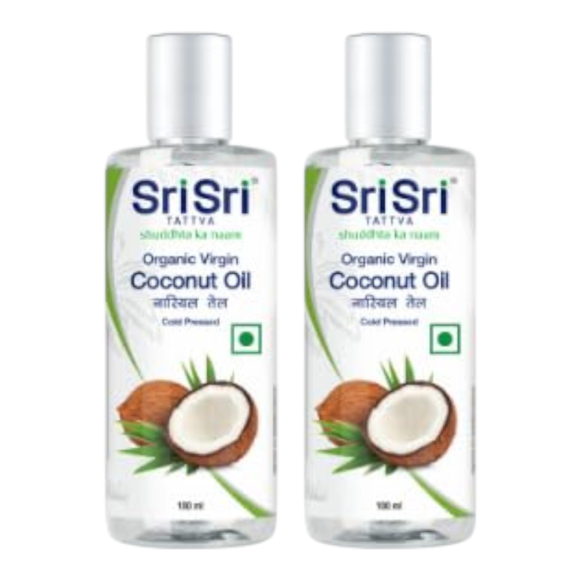 Sri Sri Tattva Organic Virgin Coconut Oil 100ml X Pack of 2 | Cold Pressed Natural Hair & Skin Oil