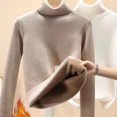 Herfst en winter Damestrui Gebreide trui Hoge hals Dikke trui Warm dieptepunt Shirt Lange mouw Tops