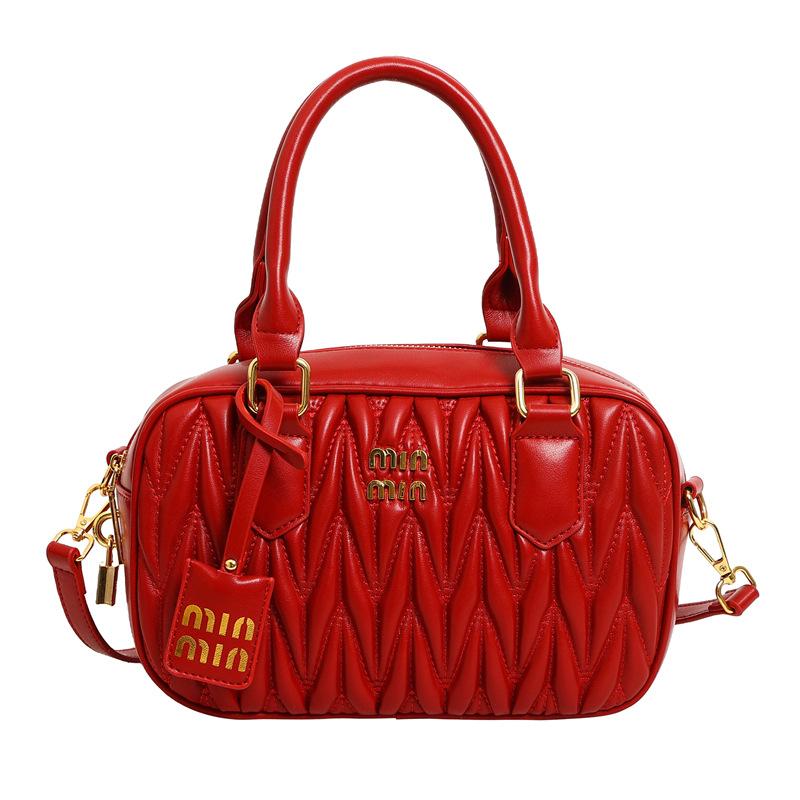 New Pleated Pillow Bag Women's Versatile Handbag High-end Bowling Bag Shoulder Messenger Bag