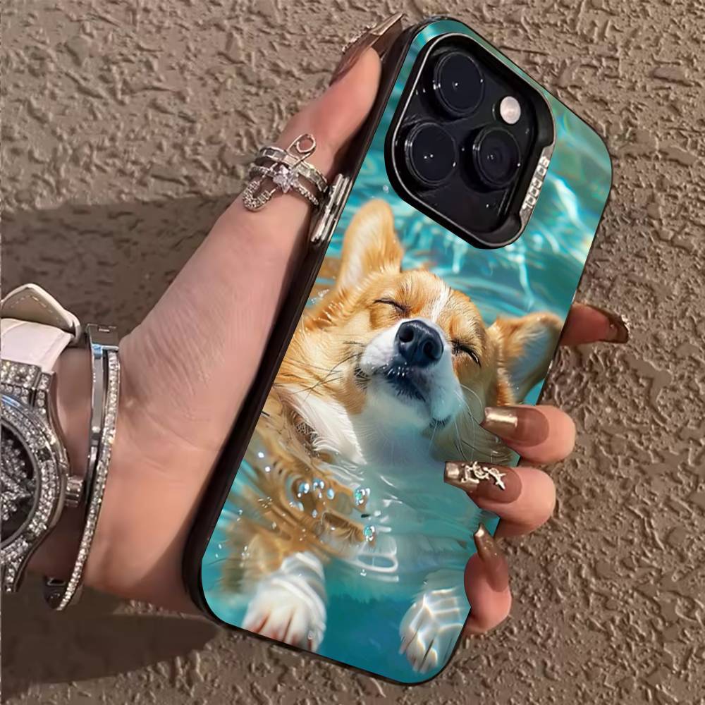 Süße Corgi Handyhülle Für iPhone 17,16,15,14,13,12,11,Pro,Max,Plus Weiche Schwarze Hülle