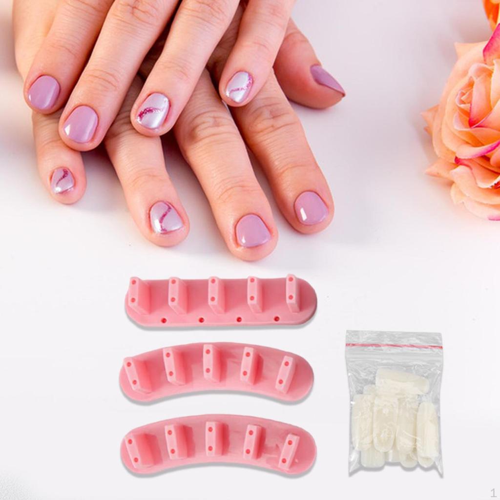 3 Pieces Acrylic Nail Art Display Stand Tips Practice Holder, DIY Training Tools with 10