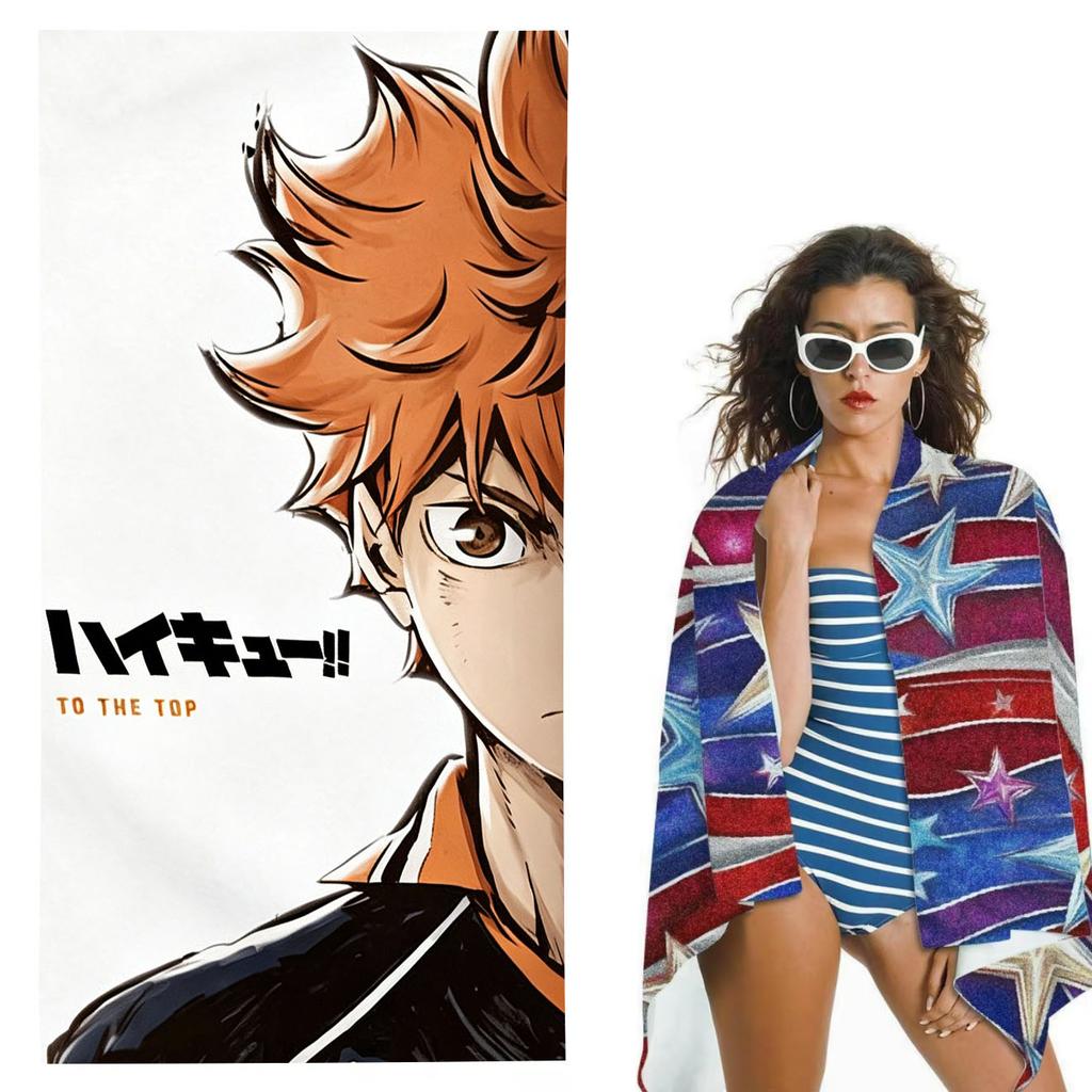 1pc H-Haikyuu H-Hinata Shoyo Print Microfiber Beach Towel Quick Dry Absorbent Sand Free for Beach Gym Bathroom Accessories