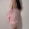 Women's Plus Size Faux Fur Mesh Cami Sleep Dress with Robe Costume Set for Summer