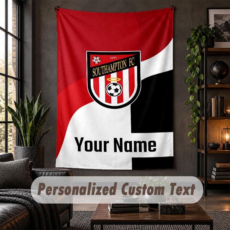 Personalisierte Wandteppich, Southampton FC Benutzerdefinierter Text, Weiches Stoff Wandkunst Für Innen Dekoration