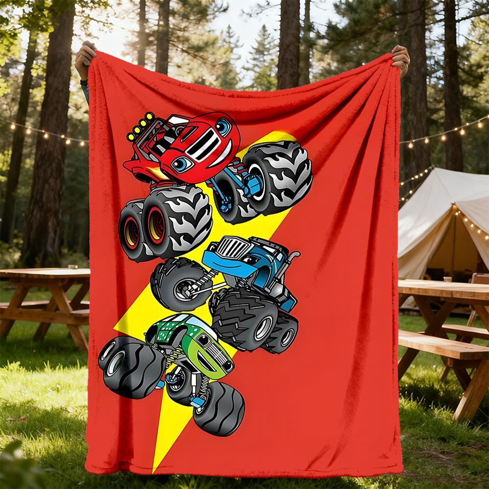 1PC Monster Trucks Outdoor Blanket Lightweight Flannel, Soft & Warm, All-Season Use for Sofa, Outdoor, Camping, Living Room, Office76