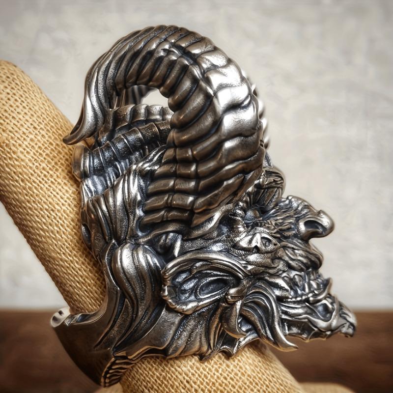 Vintage Punk Stainless Steel Skull Rings For Men Gothic Punk Satan Demon Horror Skull Ring Hiphop Motorcycle Rock Biker Jewelry