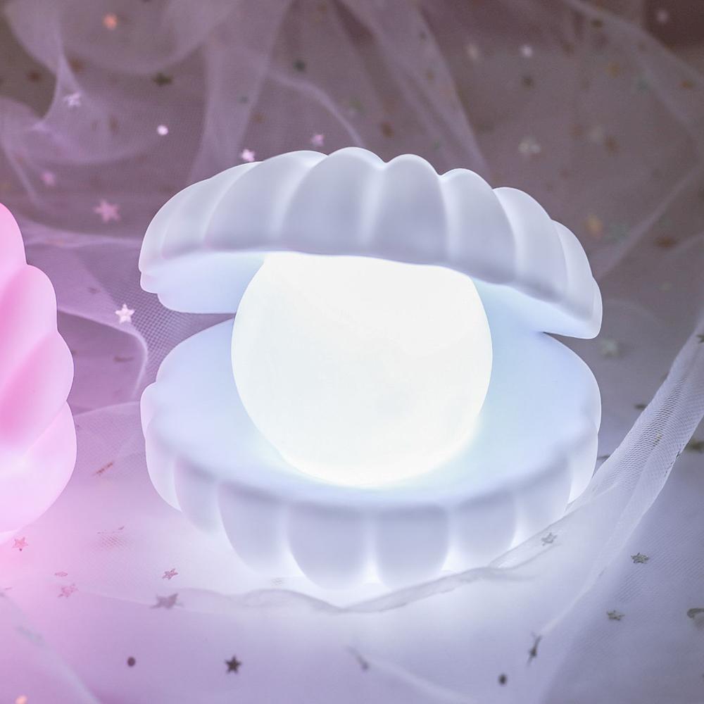 Neu Keramik Shell Perle LED Nachtlicht Streamer Fee Shell Nordic Nacht Lampe Nacht Wohnkultur Schlafzimmer Nacht