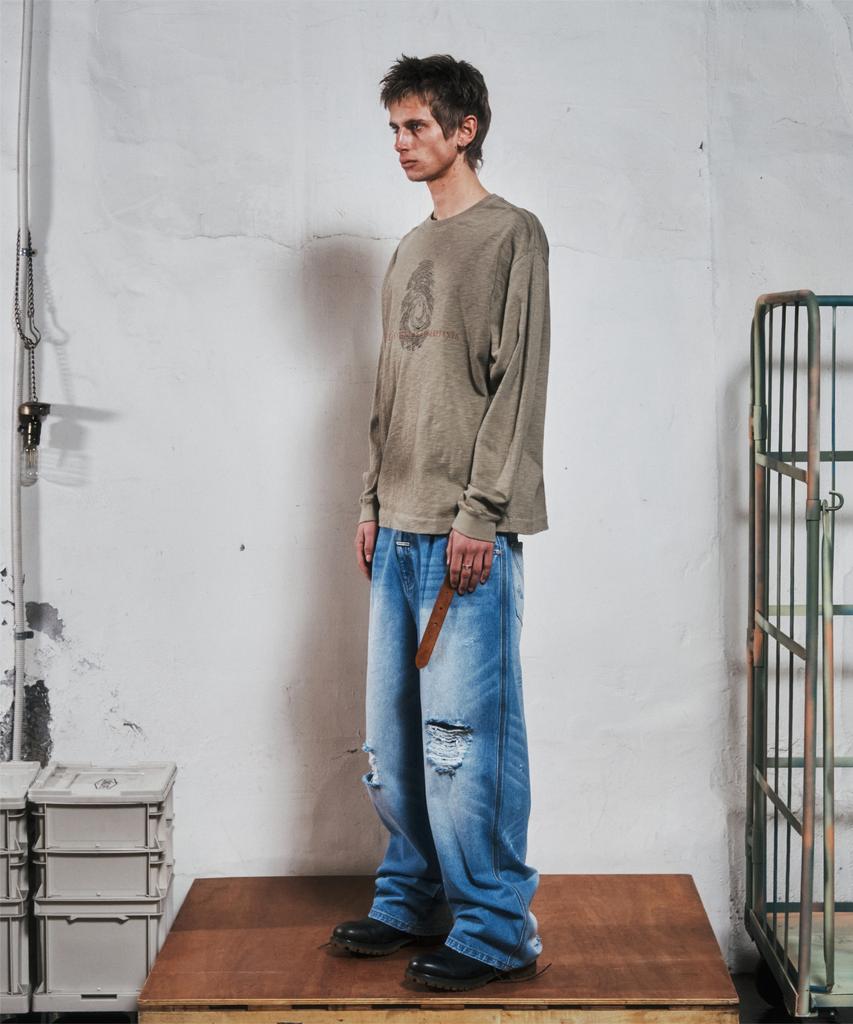 THEVINYLHOUSE Fingerprint Slub Ls Tee Olive