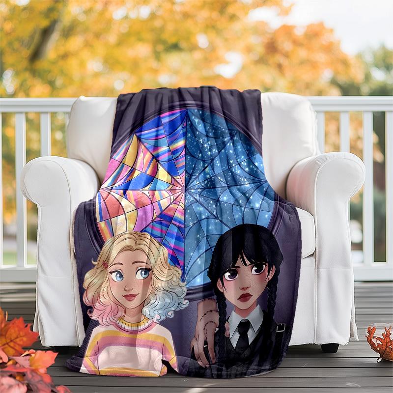 1pc Addams Family Wednesday6 Theme Blanket - Digital Print, Polyester, Cozy for All Seasons, Perfect for Outdoor, and Travel