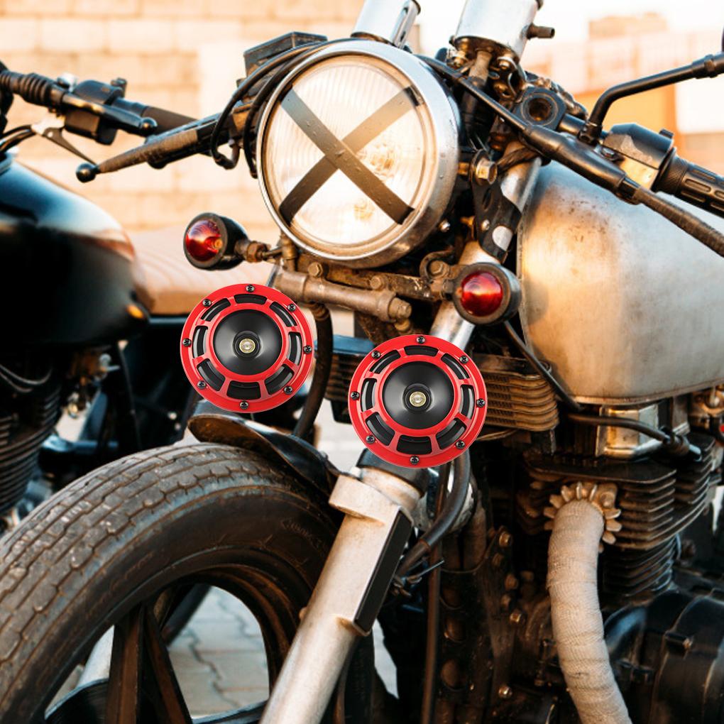 2 Pieces Car Horns 12V Motorcycle Modified Trumpets Super Loud Electric Loudspeaker for Truck RV  Red