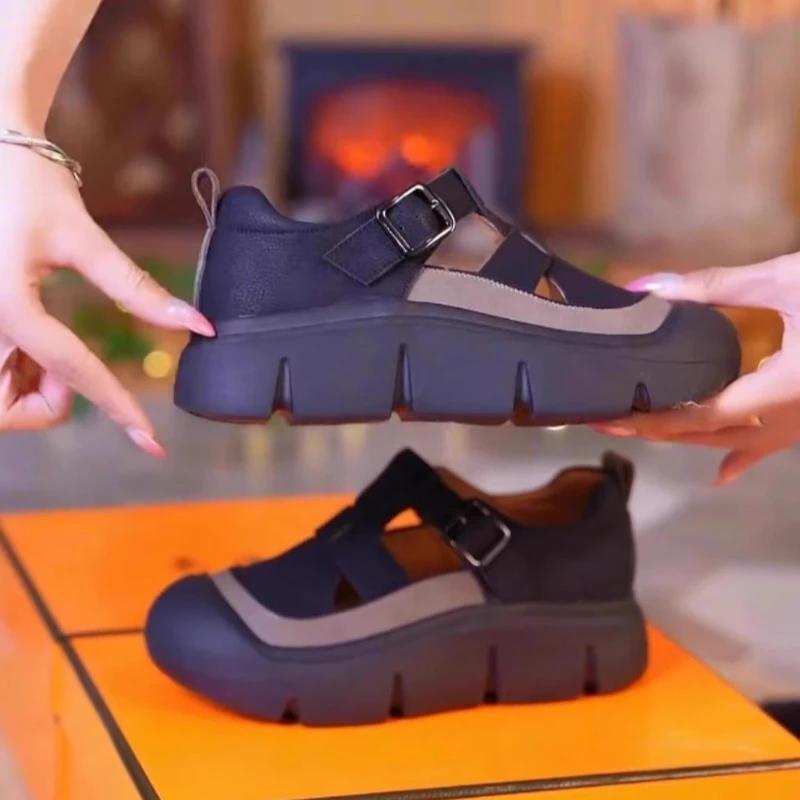 Thick Soled Sports Women's Shoes  Summer New Solid Color Lightweight Breathable Height Increasing Sports Women's Sandals