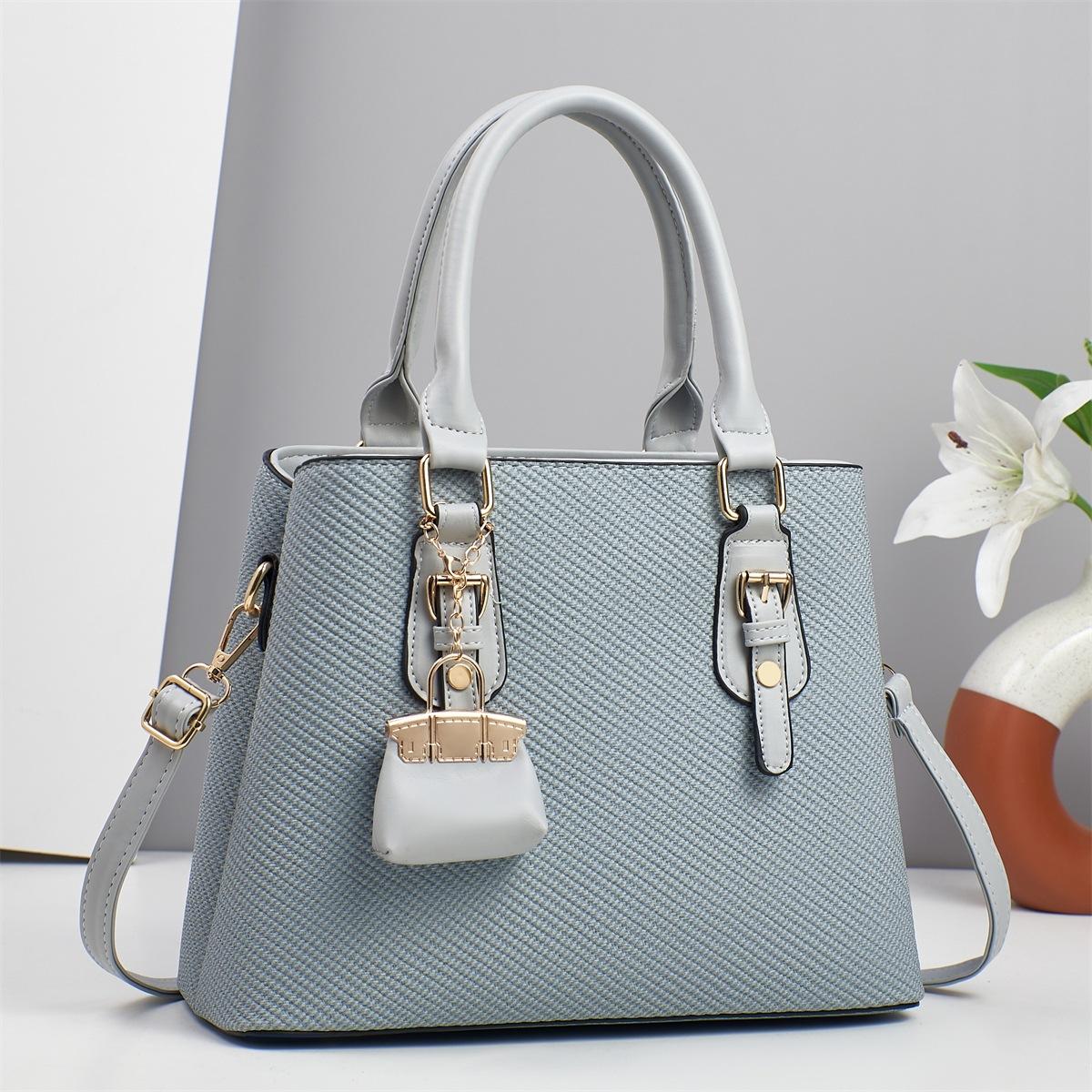 

Latest Design Macaron Fashionable Handbag Canvas Textured Shoulder Bag Versatile Big Capacity Crossbody Bag Tote Bag .