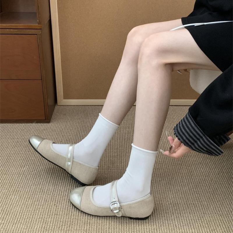 Anti-slip Retro Single Shoes for Women, Round Toe, Flat Bottom Shoes