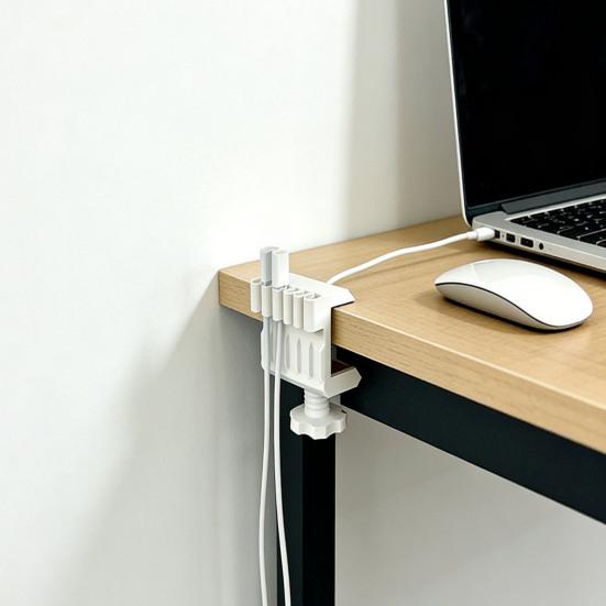 3D Printed Desk Clamp Cable Organizer Cord Holder with Multiple Slots Sturdy Wire