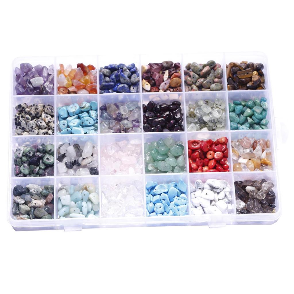 24-Compartment Natural Stone Bead Jewelry DIY Kit