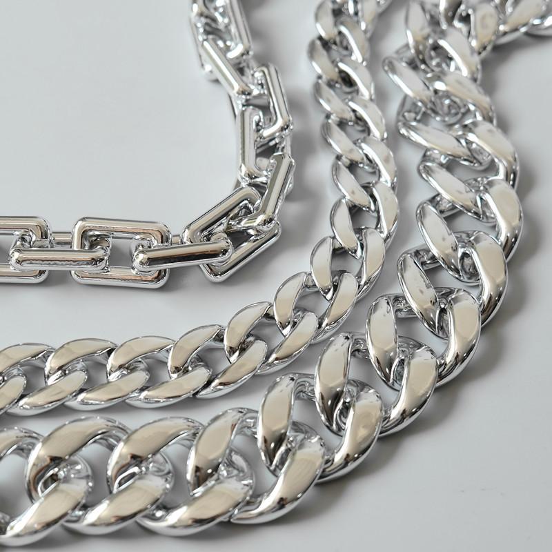 Lanț de accesorii pentru geantă de mână pentru femeie, de înlocuire detașabilă, curea din acril argintiu rece, lanț de rășină solidă pentru umăr pentru femei