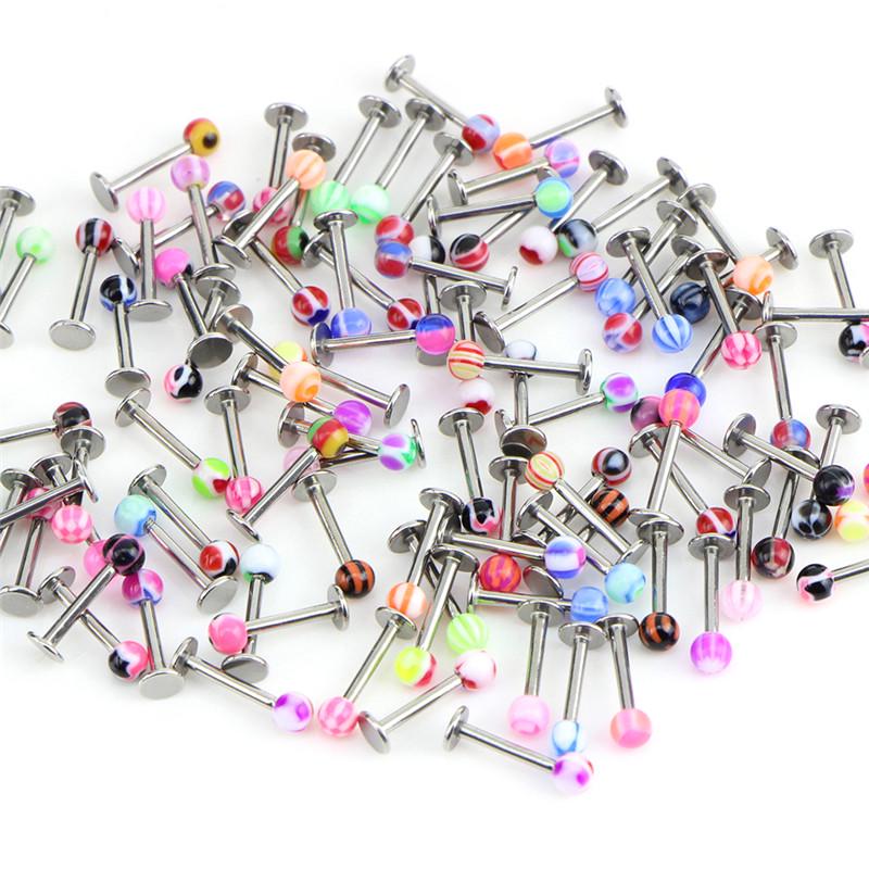 10/30/50 Stück 16G Kugellippenringe Labret Bars Edelstahl Ohrstecker Körperpiercing