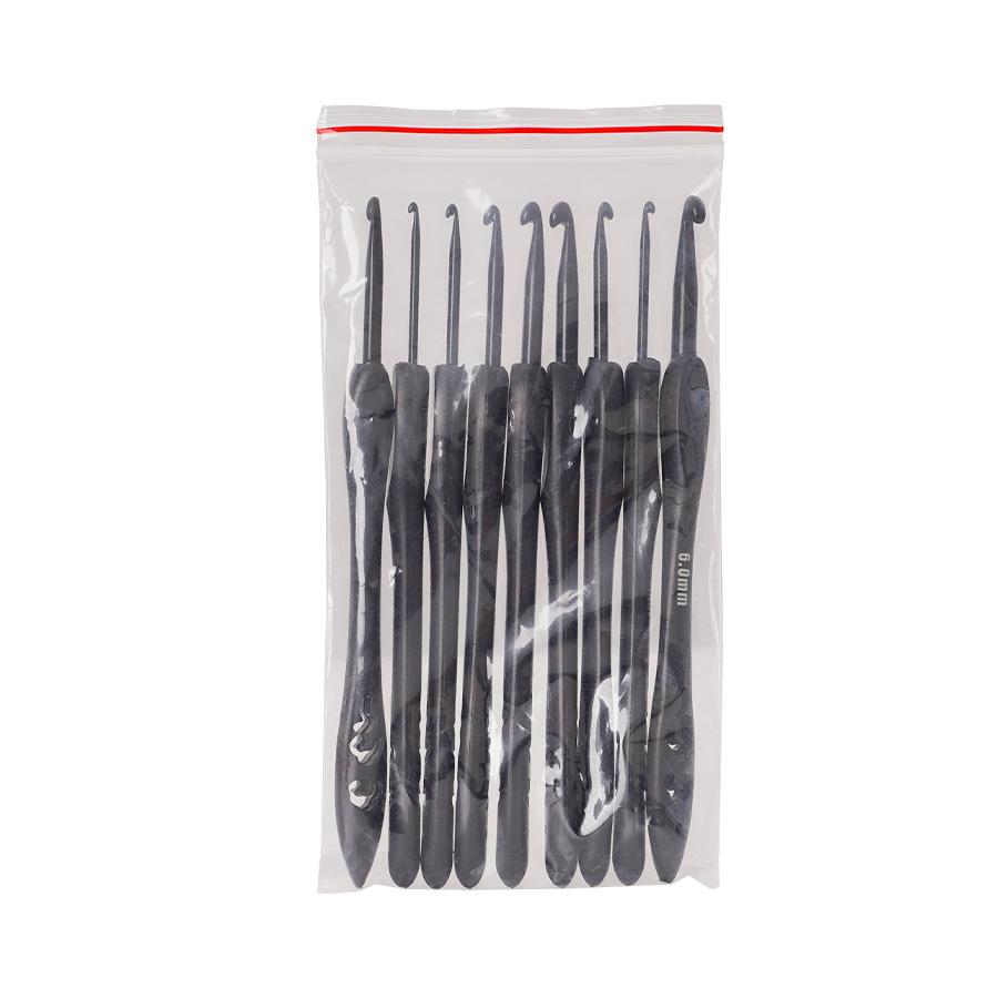 

Knitting Tools, Black Plastic Handle Alumina Crochet Set, Set of 9 2.0-6 OPP Bags чёрный