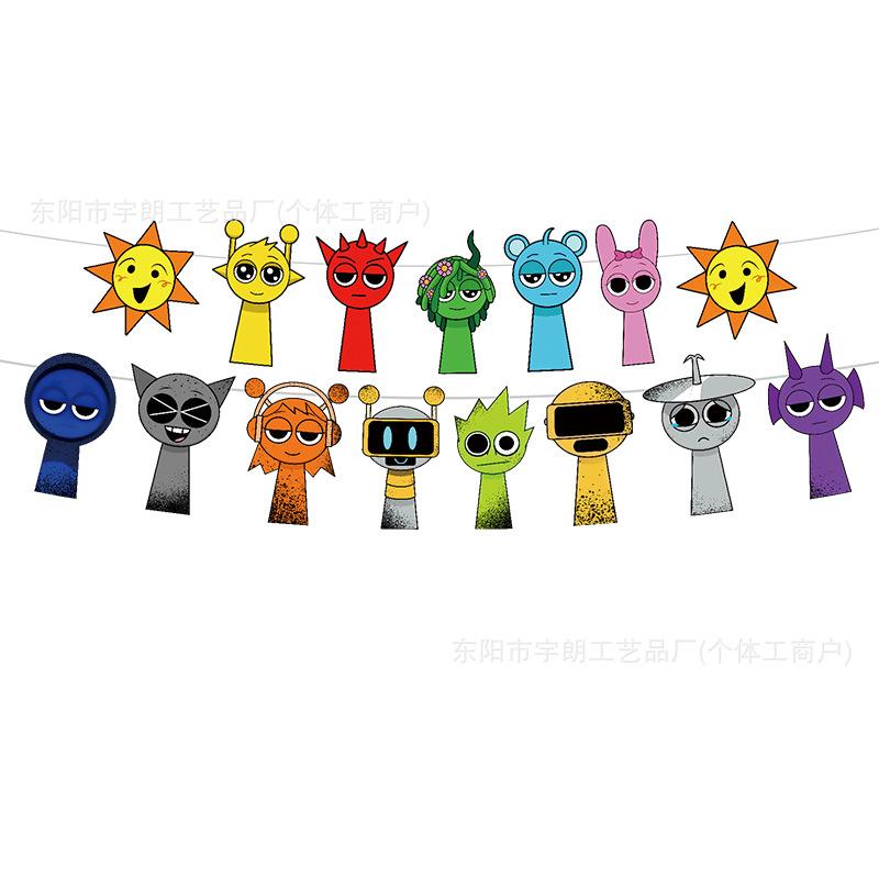 Children's cartoon prunki theme birthday party rhythm box cardboard tablecloth decoration