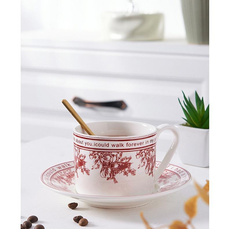 Xiaoxiangfeng Ceramic Coffee Cup And Saucer Set Household Afternoon Tea Cup Simple Office Household Breakfast Milk Tea Cup