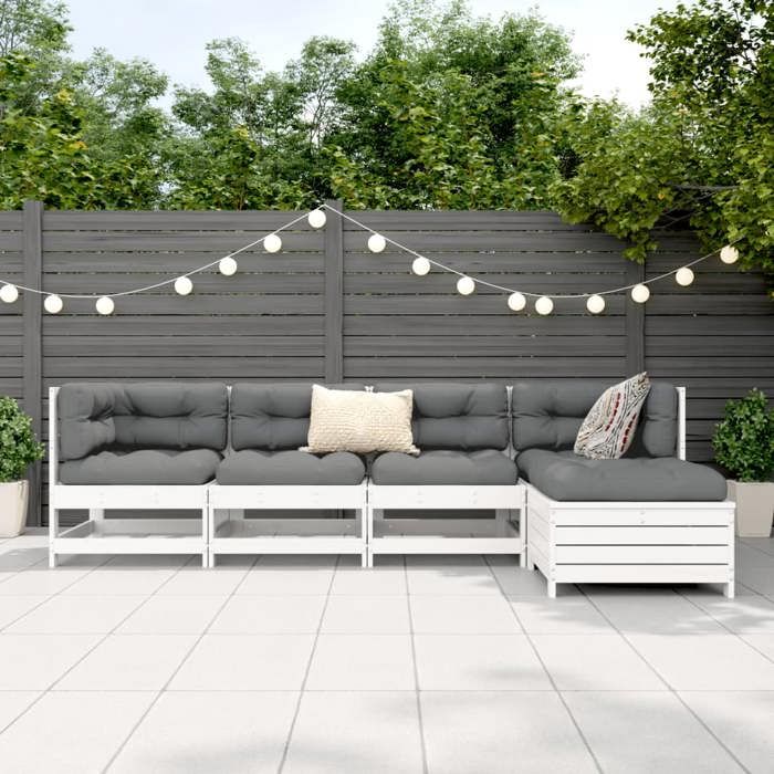 VidaXL Salon de jardin 5 pcs blanc bois massif de pin 3250837