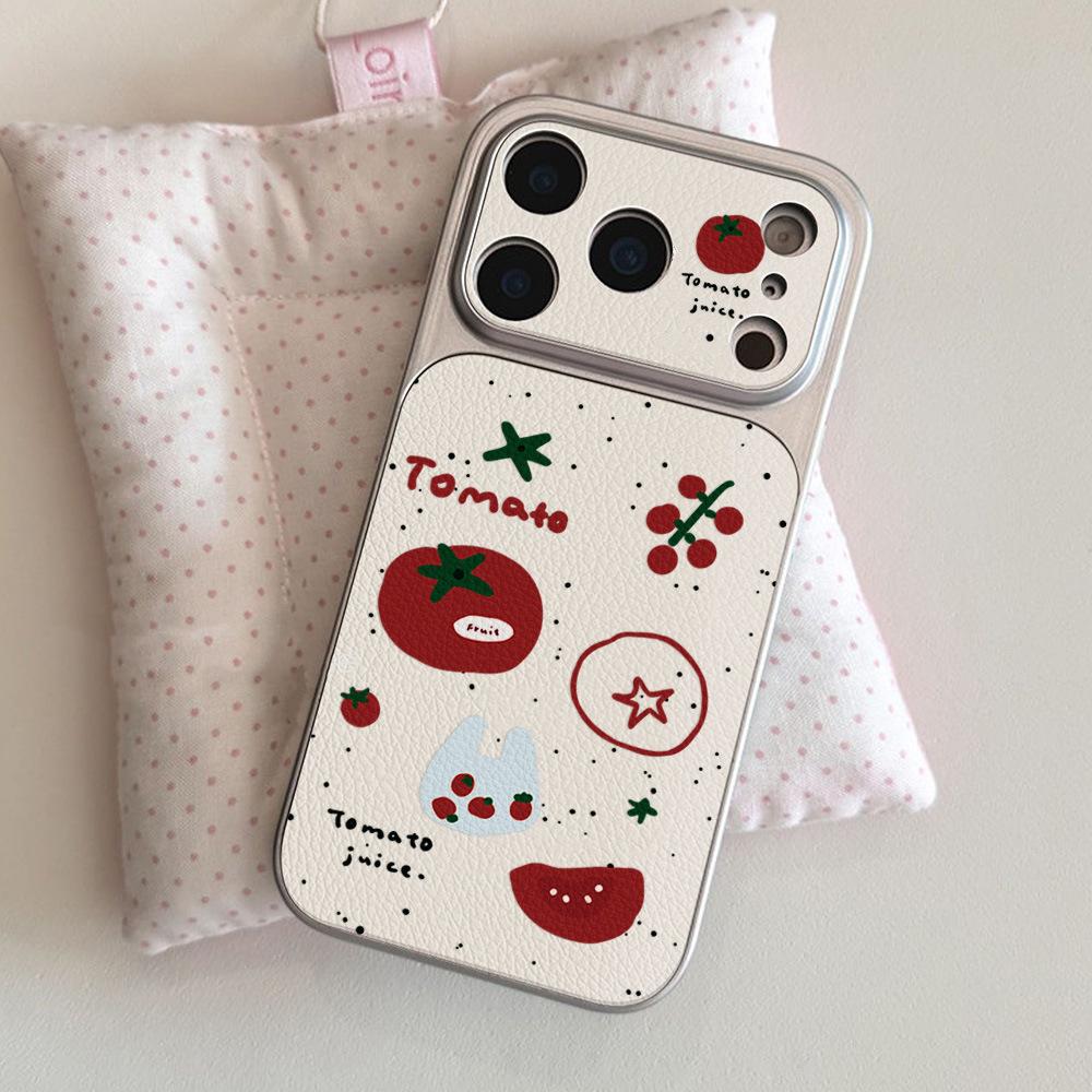 Korean graffiti splash ink tomato for iPhone17/16/15/14 ProMax Apple 13 women 12 mobile phone case