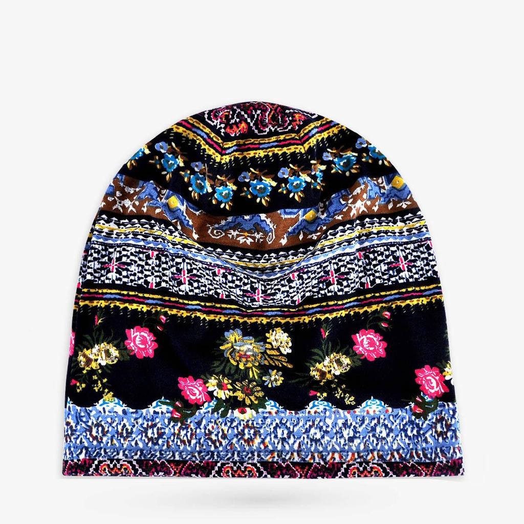 Unisex Paisley Cotton Cuffed Beanie: Spring/Summer Double Layer Stretch for Trendy Street Dance Fashion