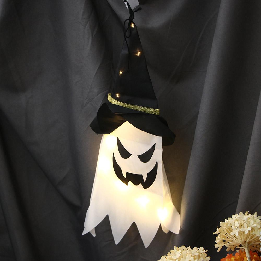 Tree Flashing LED Indoor Outdoor Hanging Light Witch Hat Halloween Decoration Glowing Ghost