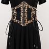 Leopard Print Cummerbund Moon Zipper Pendant Waistband Retro Wide Waist Belt  Party Accessory