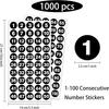1 Inch Number Sticker, Waterproof Round Consecutive Number Stickers 1-100,Black Small Vinyl Decals for Office, Classroom, Storage, Inventory, Indoor,